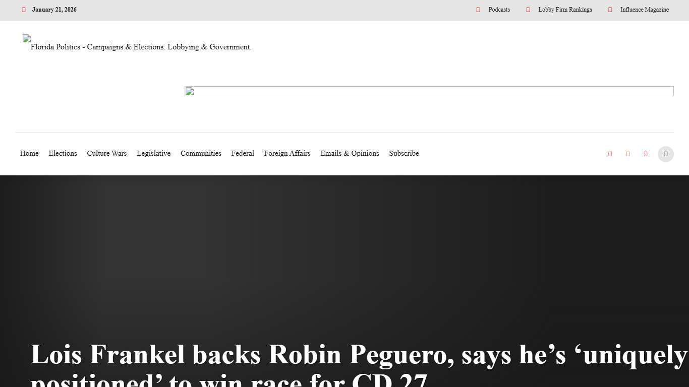 Lois Frankel backs Robin Peguero, says he’s ‘uniquely positioned’ to win race for CD 27